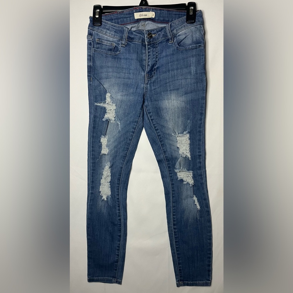 Cello Distressed Skinny Jeans in Blue